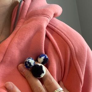Madewell Blue Black Pom Pom pins
